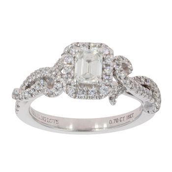 Vera Wang 18ct White Gold  Vera Wang 0.70ct Diamond and Sapphire Cluster Ring