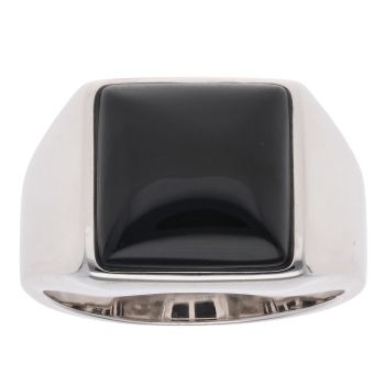 Silver Black Agate Square Signet Ring By Icesia Gents