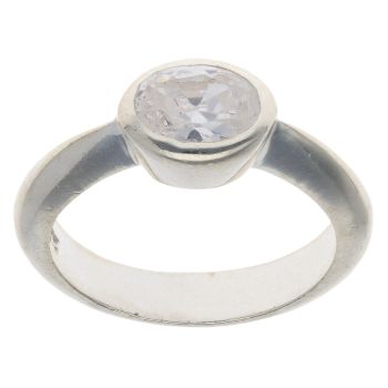 Silver Cubic Zirconia Single Stone Ring By Icesia