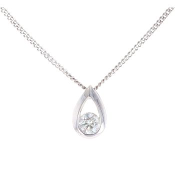 18ct White Gold 0.25ct Diamond Pendant and Chain 18"