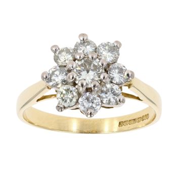 18ct Yellow Gold 1.00ct Diamond Cluster Ring