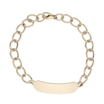 9ct Yellow Gold Plain ID Bracelet 8"