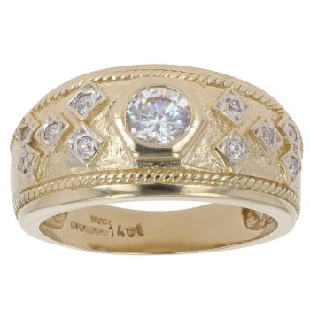14ct Yellow Gold Cubic Zirconia Signet Ring