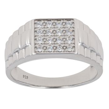 Silver Cubic Zirconia Square Ring By Icesia