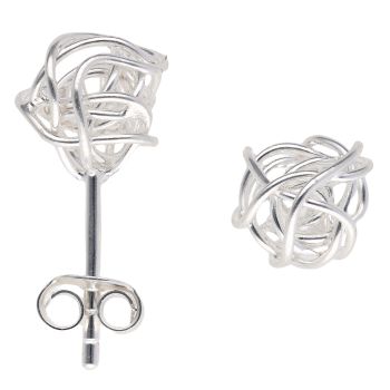 Silver Wired Ball Stud Earrings