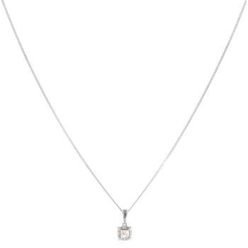 9ct White Gold 0.25ct Princess And Brilliant Cut Diamond Pendant And Chain 18"