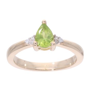 9ct Yellow Gold Created Peridot And Diamond Stone Set Ring