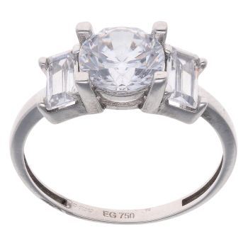 18ct White Gold Three Stone Cubic Zirconia Ring