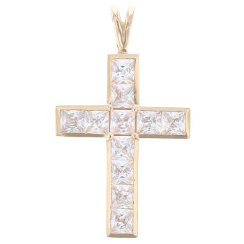 9ct Yellow Gold Cubic Zirconia Cross Pendant