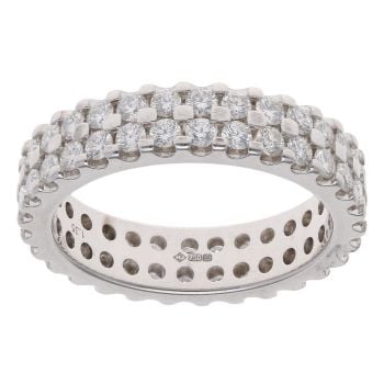 18ct White Gold 1.35ct Brilliant Cut Diamond Two Row Full Eternity Ring