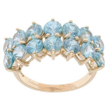 9ct Yellow Gold Two Row Topaz Ring