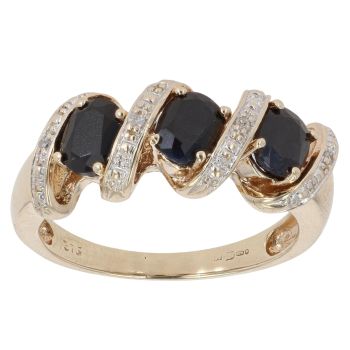 9ct Yellow Gold 0.05ct Diamond and Sapphire Ring