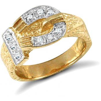 9ct Yellow Gold Cubic Zirconia Children's Buckle Ring