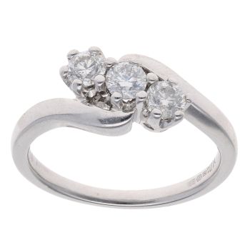 18ct White Gold 0.50ct Diamond Trilogy Twist Ring