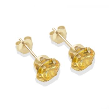 9ct yellow gold 6mm citrine CZ stud Earrings
