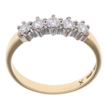 18ct Yellow Gold 0.55ct Brilliant Cut Diamond Five Stone Ring