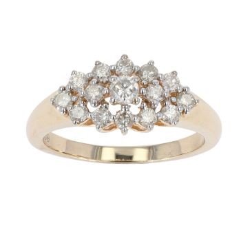 9ct Yellow Gold 0.65ct Diamond Cluster Ring by Anya Belle