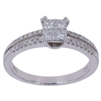 18ct White Gold 0.50ct Princess Cut Diamond Cluster Ring