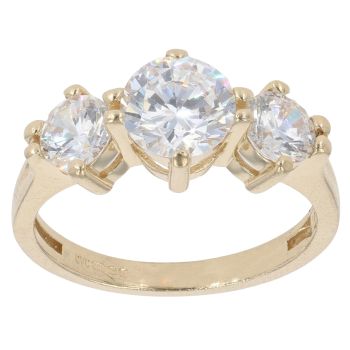 14ct Yellow Gold Cubic Zirconia Three Stone Ring