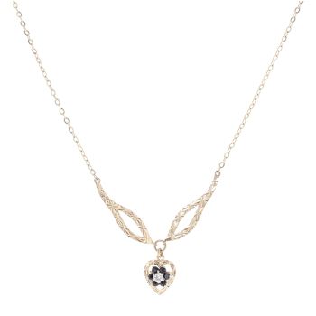 9ct Yellow Gold 0.01ct Diamond and Sapphire Cluster Pendant and Chain 16"