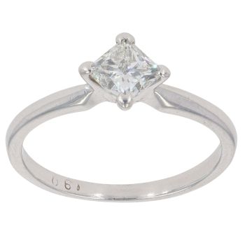 Platinum 0.61ct Princess Cut Diamond Solitaire Ring