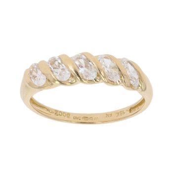 18ct Yellow Gold Cubic Zirconia Five Stone Ring