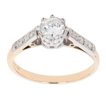 14ct Yellow Gold And Platinum 0.50ct Brilliant Cut Diamond Solitaire Ring