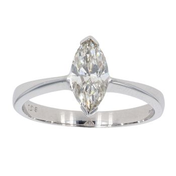 18ct White Gold Marquise Cut 1.06ct Diamond Solitaire Ring