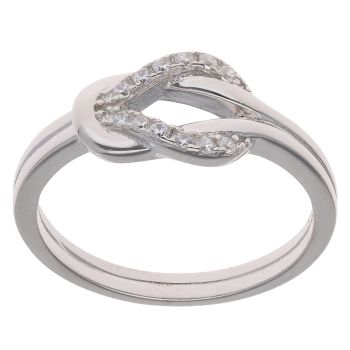 Silver Cubic Zirconia Gemstone Knot Ring by Icesia