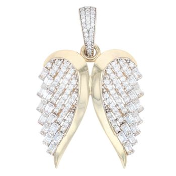 14ct Yellow Gold Monaco Cubic Zirconia Wings Pendant