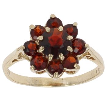 9ct Yellow Gold Garnet Cluster Ring
