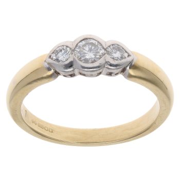 18ct Yellow Gold 0.35ct Brilliant Cut Diamond Trilogy Ring