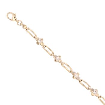 9ct Yellow And White Gold Cubic Zirconia Bracelet 7"