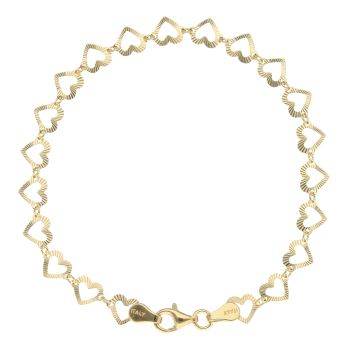 Gold Plated Silver Belcher Open Heart Bracelet 7.5"