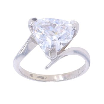 9ct White Gold Single Stone Cubic Zirconia Ring