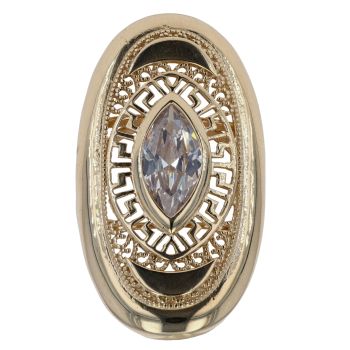 14ct Yellow Gold Cubic Zirconia Greek Key Ring