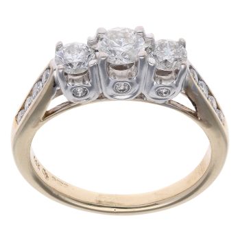 14ct Yellow Gold 0.90ct Diamond Trilogy Ring