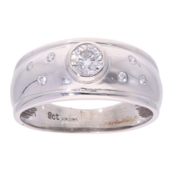 9ct White Gold 0.30ct Diamond Solitaire Band Ring