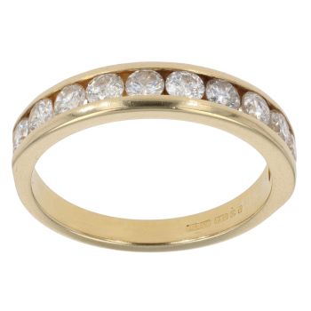 18ct Yellow Gold 1.00ct Brilliant Cut Diamond Half Eternity Ring