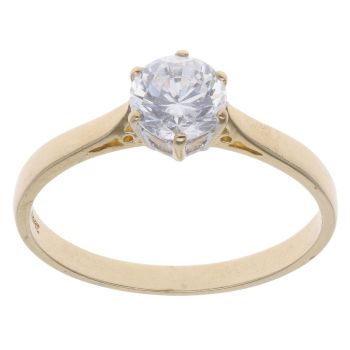 14ct Yellow Gold Cubic Zirconia Single Stone Ring