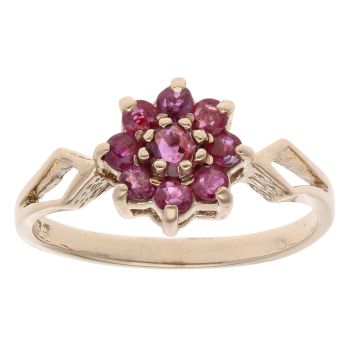 9ct Yellow Gold Ruby Cluster Ring