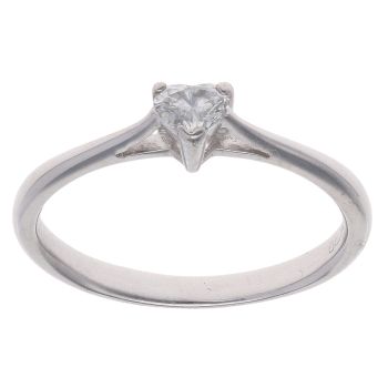 18ct White Gold 0.15ct Diamond Heart Solitaire Ring
