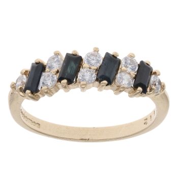 9ct Yellow Gold Sapphire And Cubic Zirconia Ring