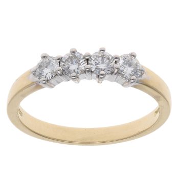 18ct Yellow Gold 0.50ct Brilliant Cut Diamond Four Stone Ring
