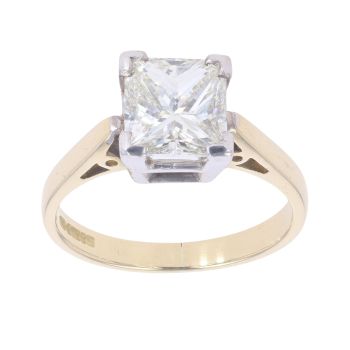 18ct Yellow Gold 2.25ct Princess Cut Diamond Solitaire Ring