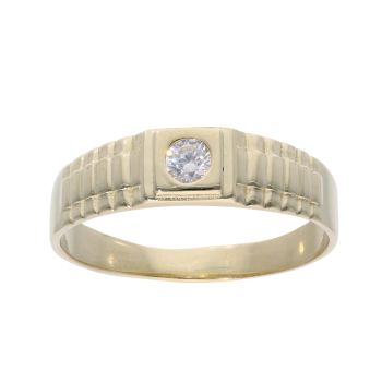 9ct Yellow Gold Cubic Zirconia Signet Ring