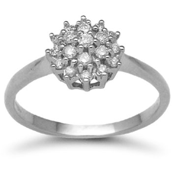 9 Carat White Gold 0.27pts Diamond Cluster Ring