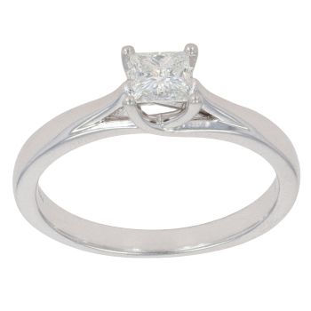 18ct White Gold 0.40ct Princess Cut Diamond Solitaire Ring