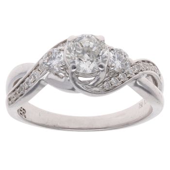 18ct White Gold 1.00ct Brilliant Cut Diamond Trilogy Ring