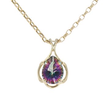 9ct Yellow Gold Mystic Topaz Pendant and Belcher Chain 20"